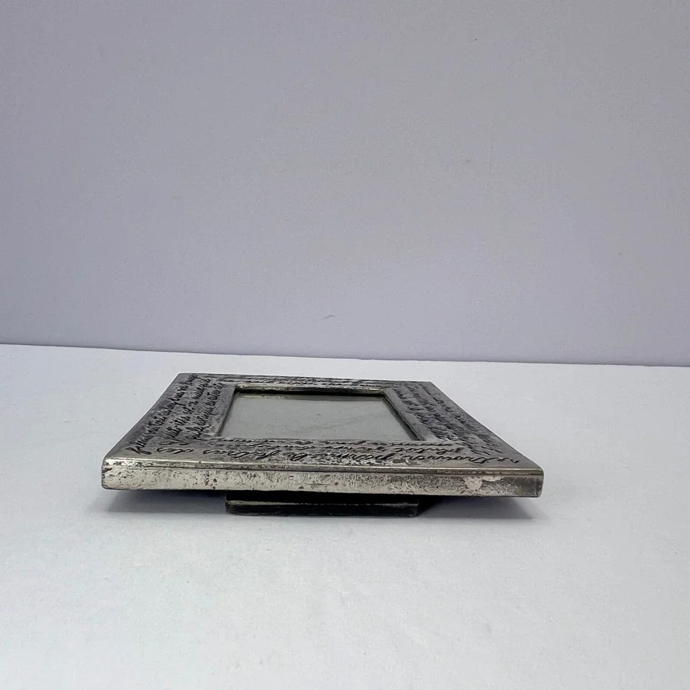 Vintage French Script Photo Frame 3x2 Pewter Tone Romantic Parisian Shabby Chic